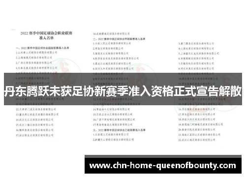 丹东腾跃未获足协新赛季准入资格正式宣告解散 丹东腾跃未获足协新赛季准入资格正式宣告解散
